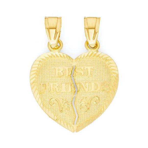 10k Solid Gold Breakable Best Friend Heart Pendant